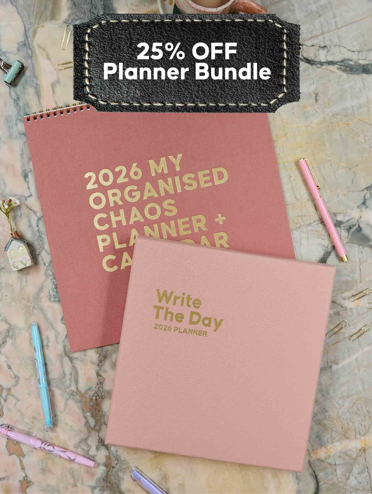2026 Linen Calendar Rose + Write The Day Planner Shell