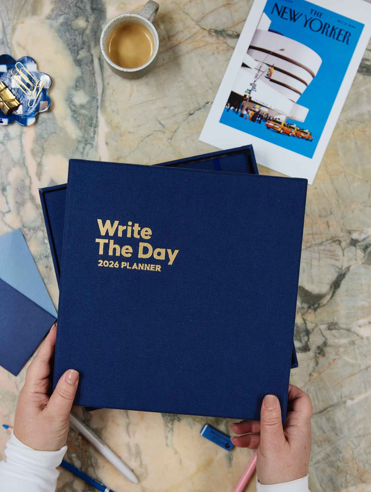 2026 Linen Calendar Rose + Write The Day Planner Navy