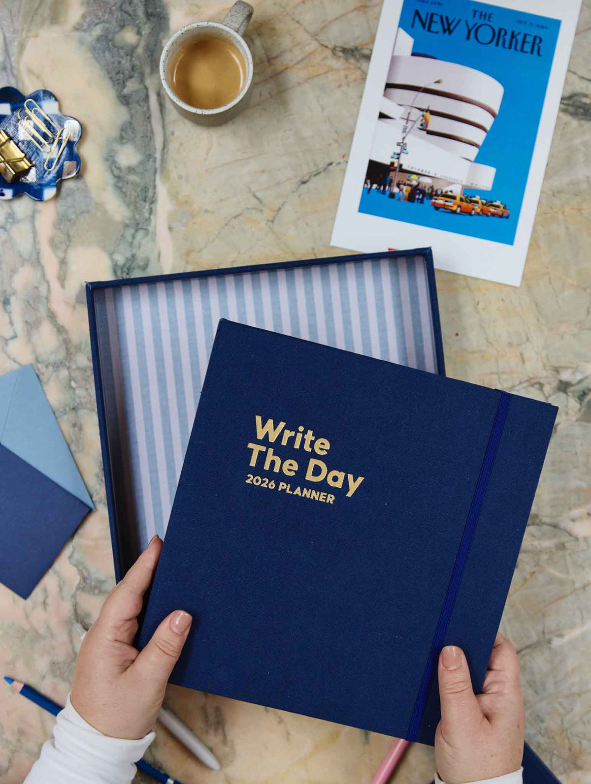 2026 Linen Calendar Rose + Write The Day Planner Navy + FREE PEN PACK!
