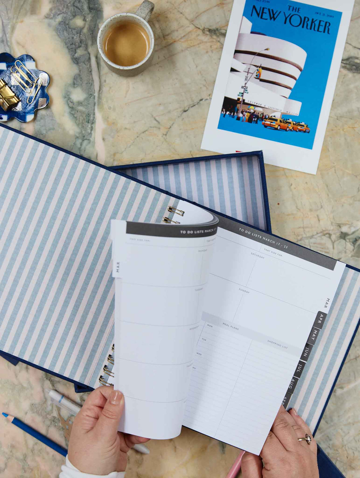 2026 Linen Calendar Rose + Write The Day Planner Navy + FREE PEN PACK!