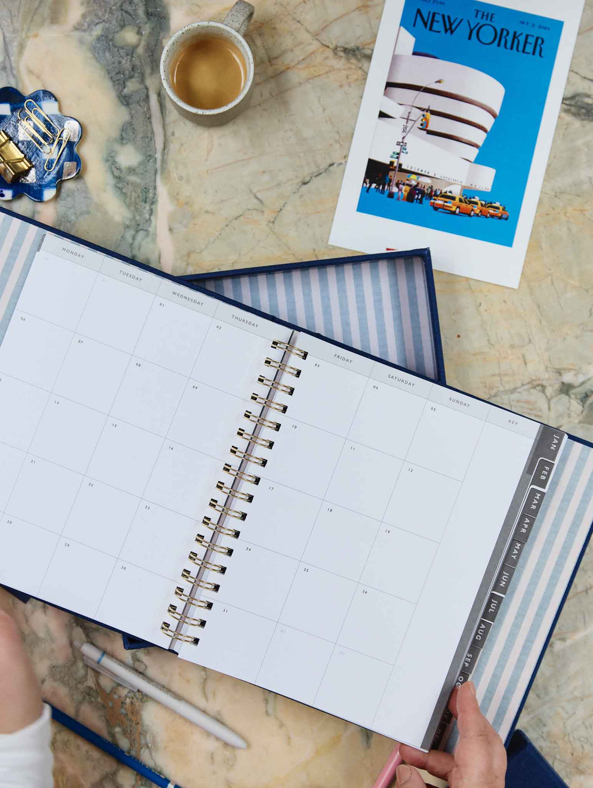 2026 Linen Calendar Rose + Write The Day Planner Navy + FREE PEN PACK!