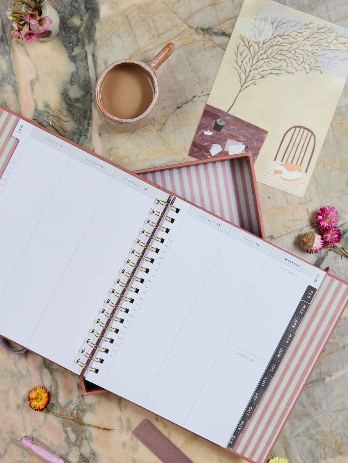 2026 Linen Calendar Navy + Daily Hustle Rose