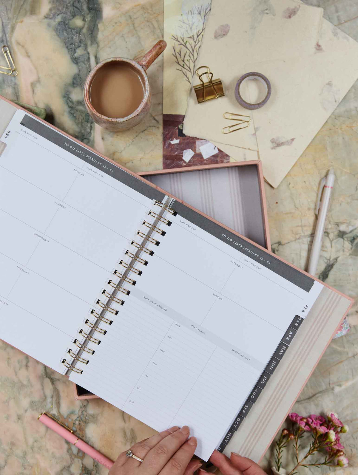 2026 Linen Calendar Navy + Write The Day Planner Shell