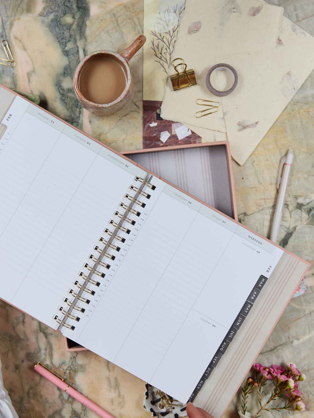 2026 Linen Calendar Rose + Write The Day Planner Shell + FREE PEN PACK!