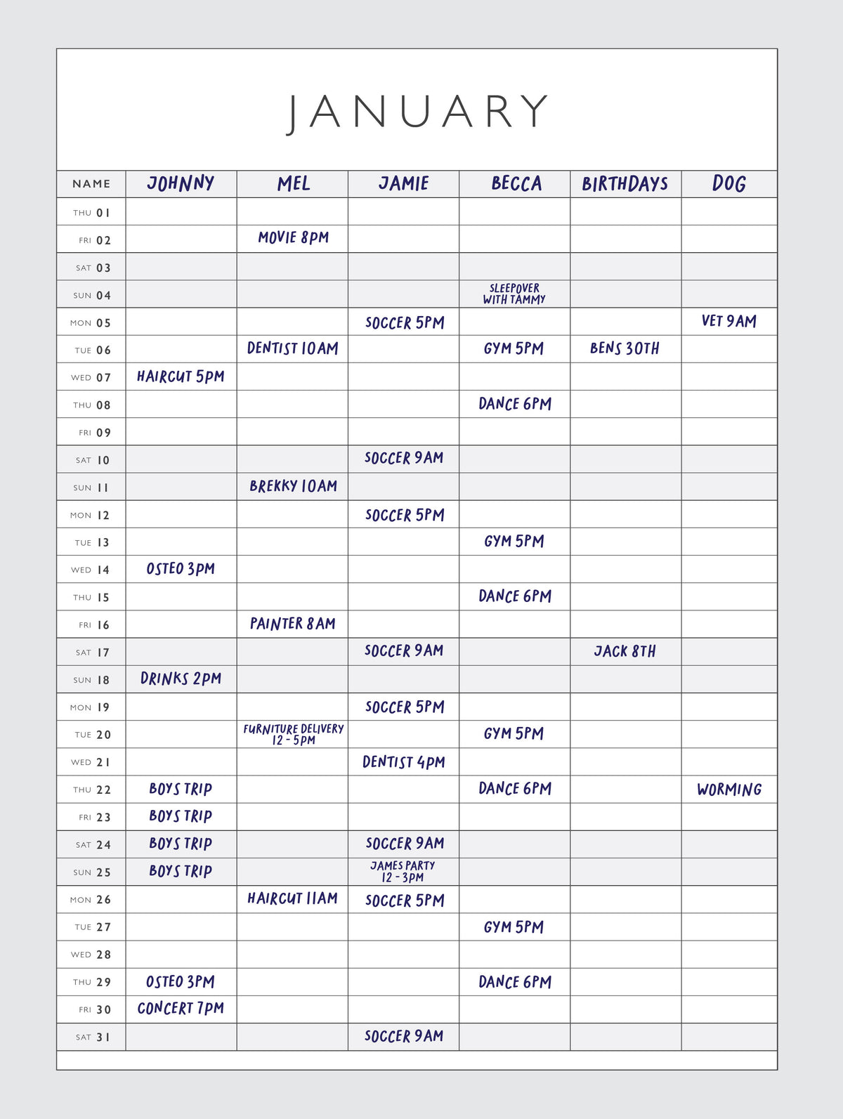 2026 Family Chaos Planner