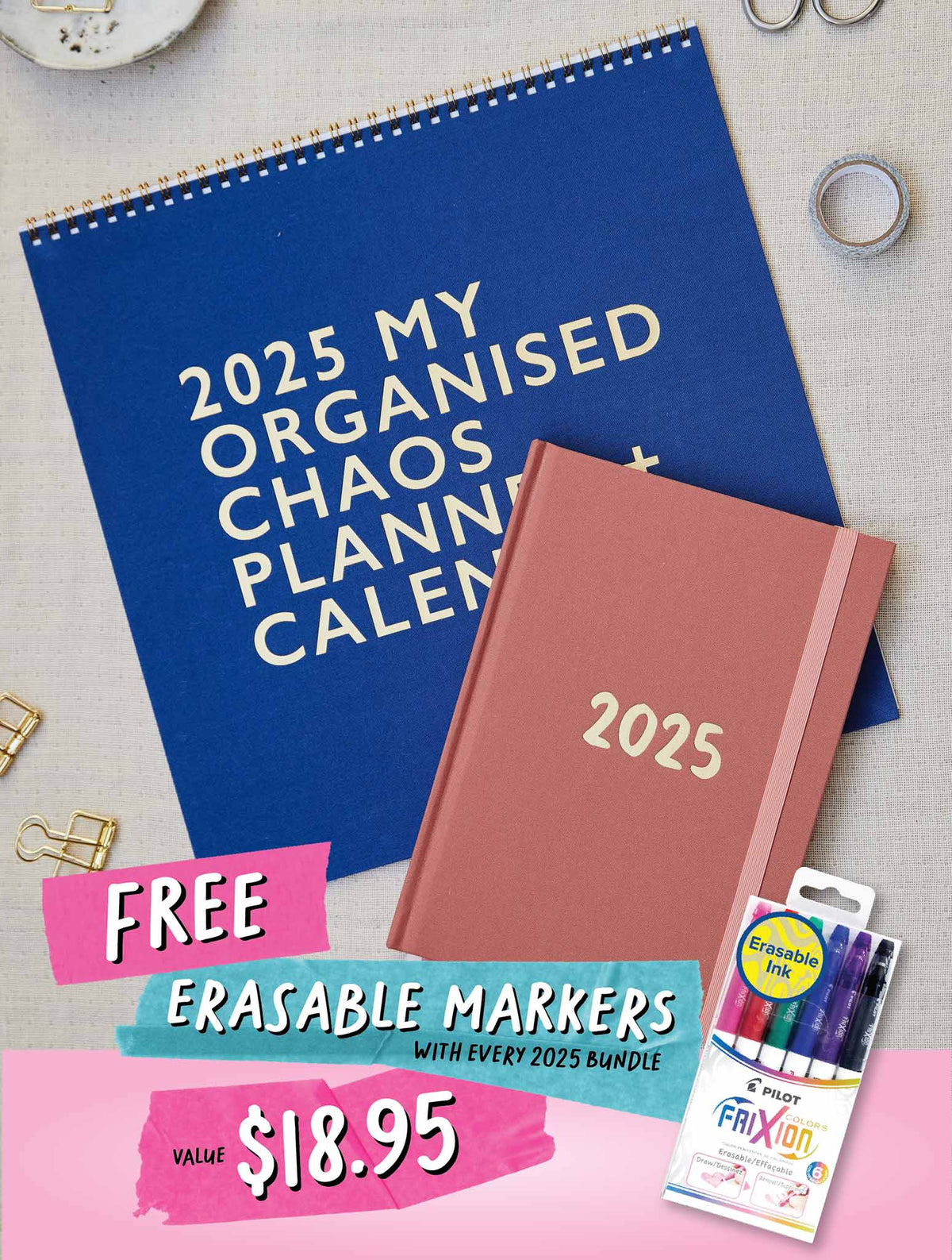 2025 Linen Calendar + Weekly Planner Blush Bundle + FREE GIFT!