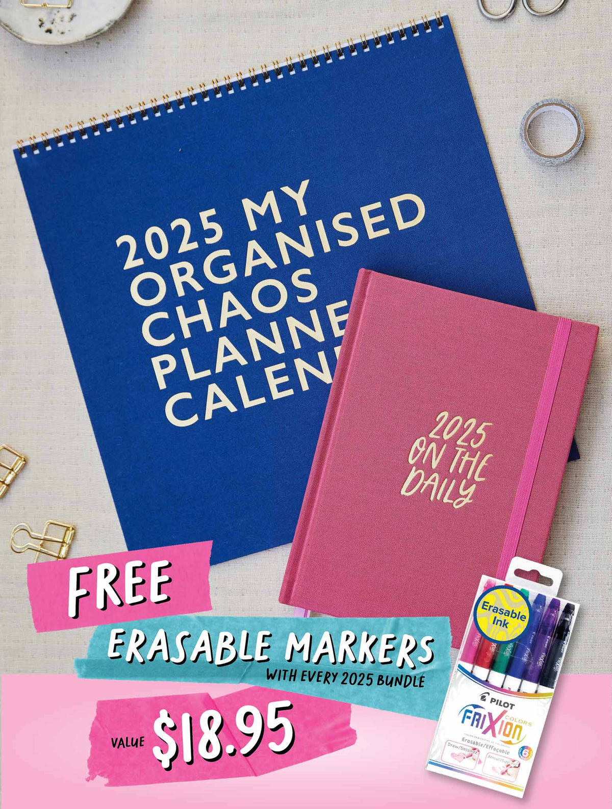 2025 Linen Calendar + On The Daily Planner Bundle + FREE GIFT!