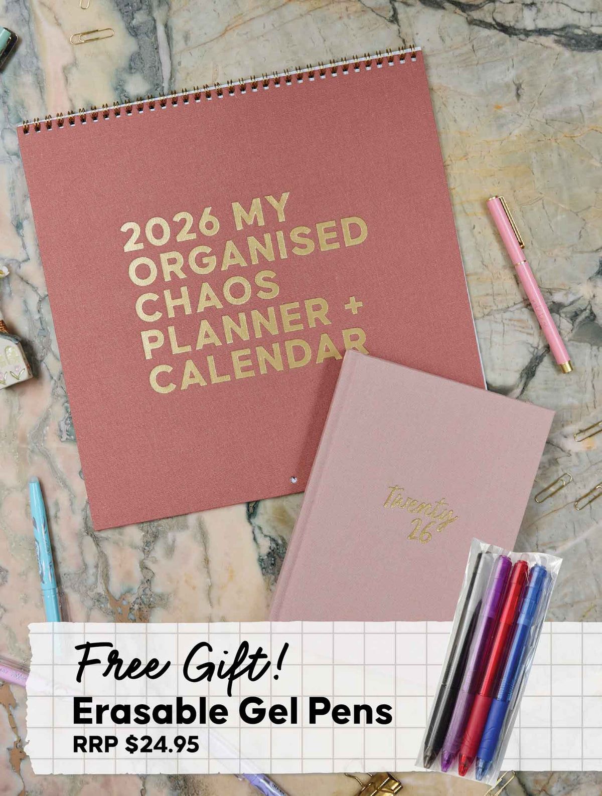 2026 Linen Planner Rose + Weekly Planner Blush Bundle + FREE PEN PACK!
