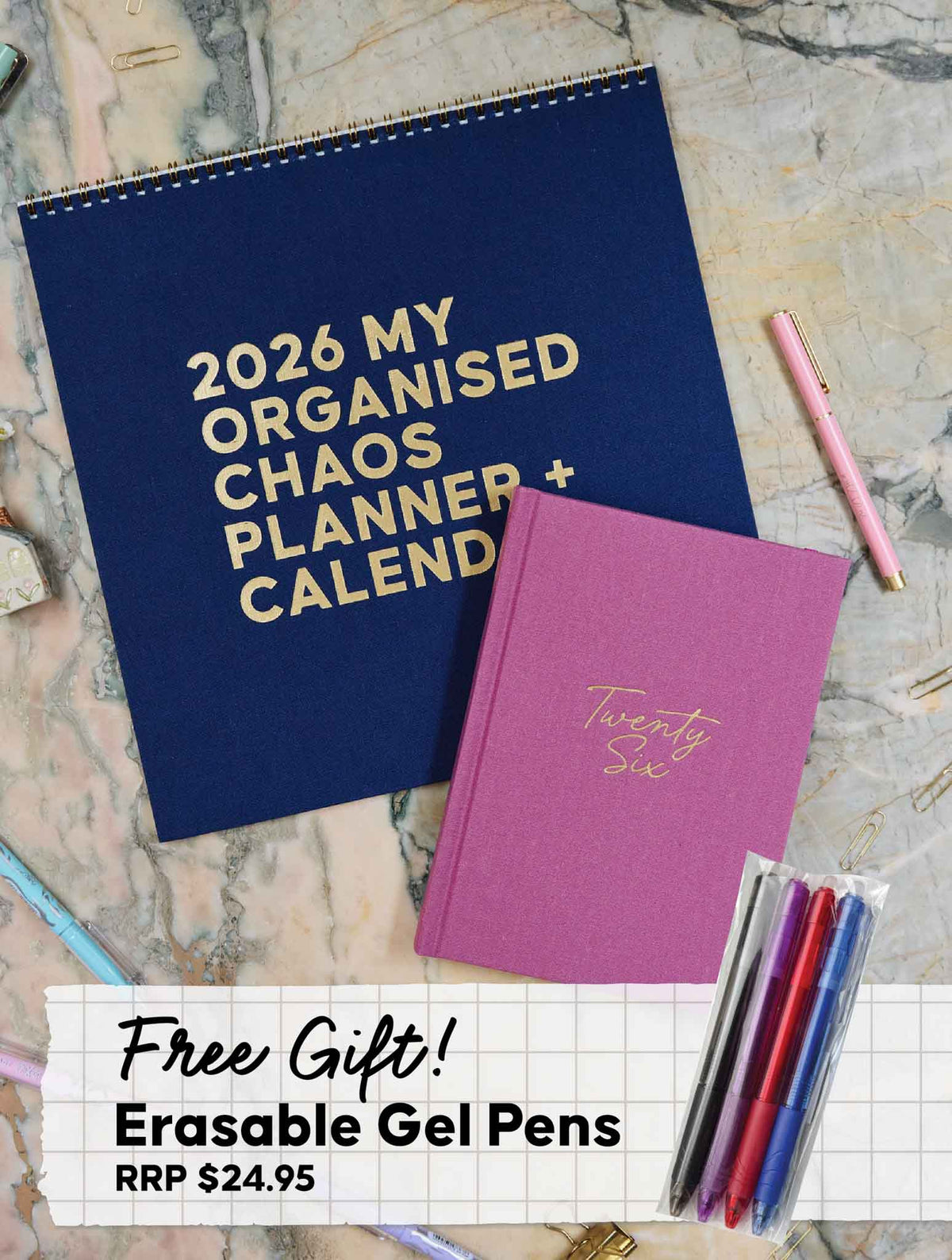 2026 Linen Planner Navy + Weekly Planner Dusk Bundle + FREE PEN PACK!