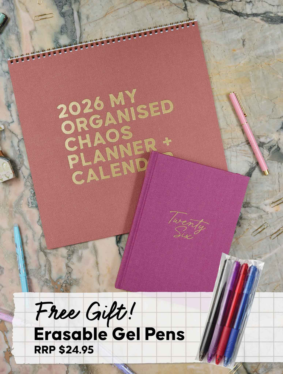 2026 Linen Planner Rose + Weekly Planner Dusk Bundle + FREE PEN PACK!