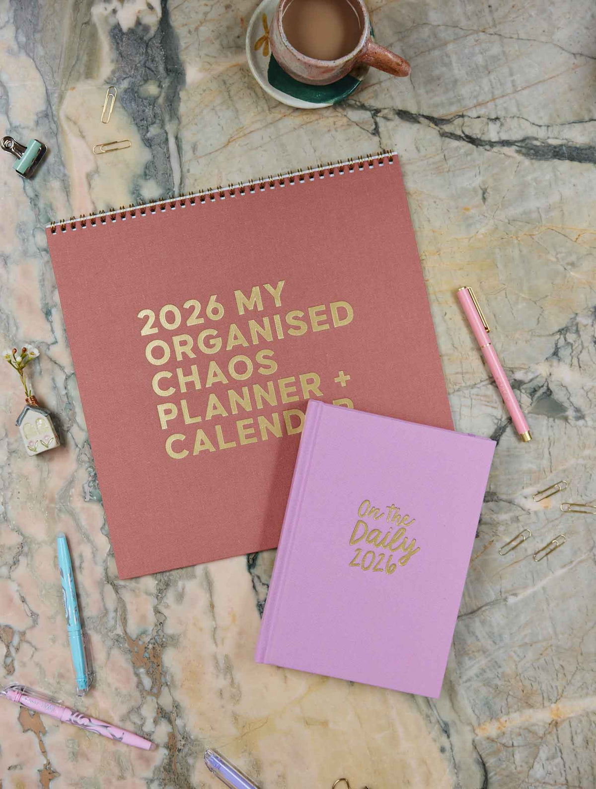 2026 Linen Planner Rose + On The Daily Planner Sorbet Bundle