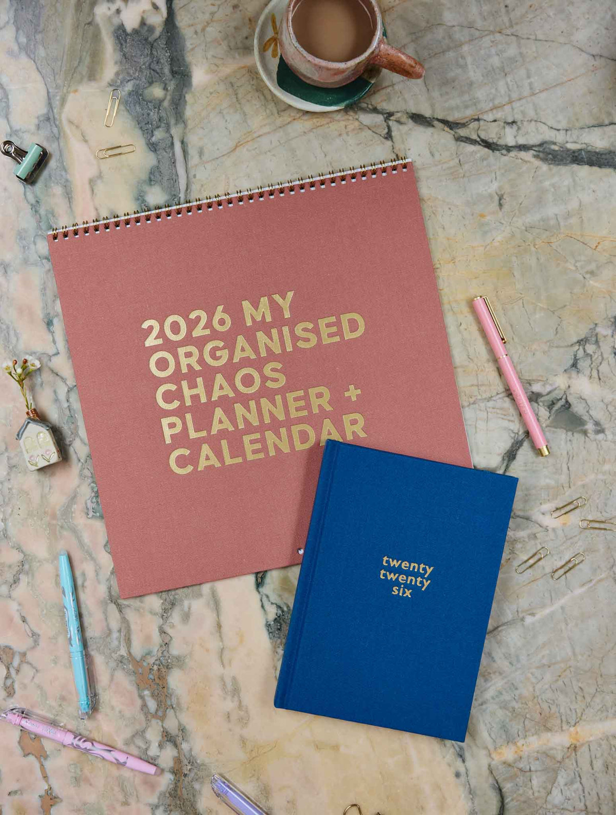 2026 Linen Planner Rose + Weekly Planner Sky Bundle