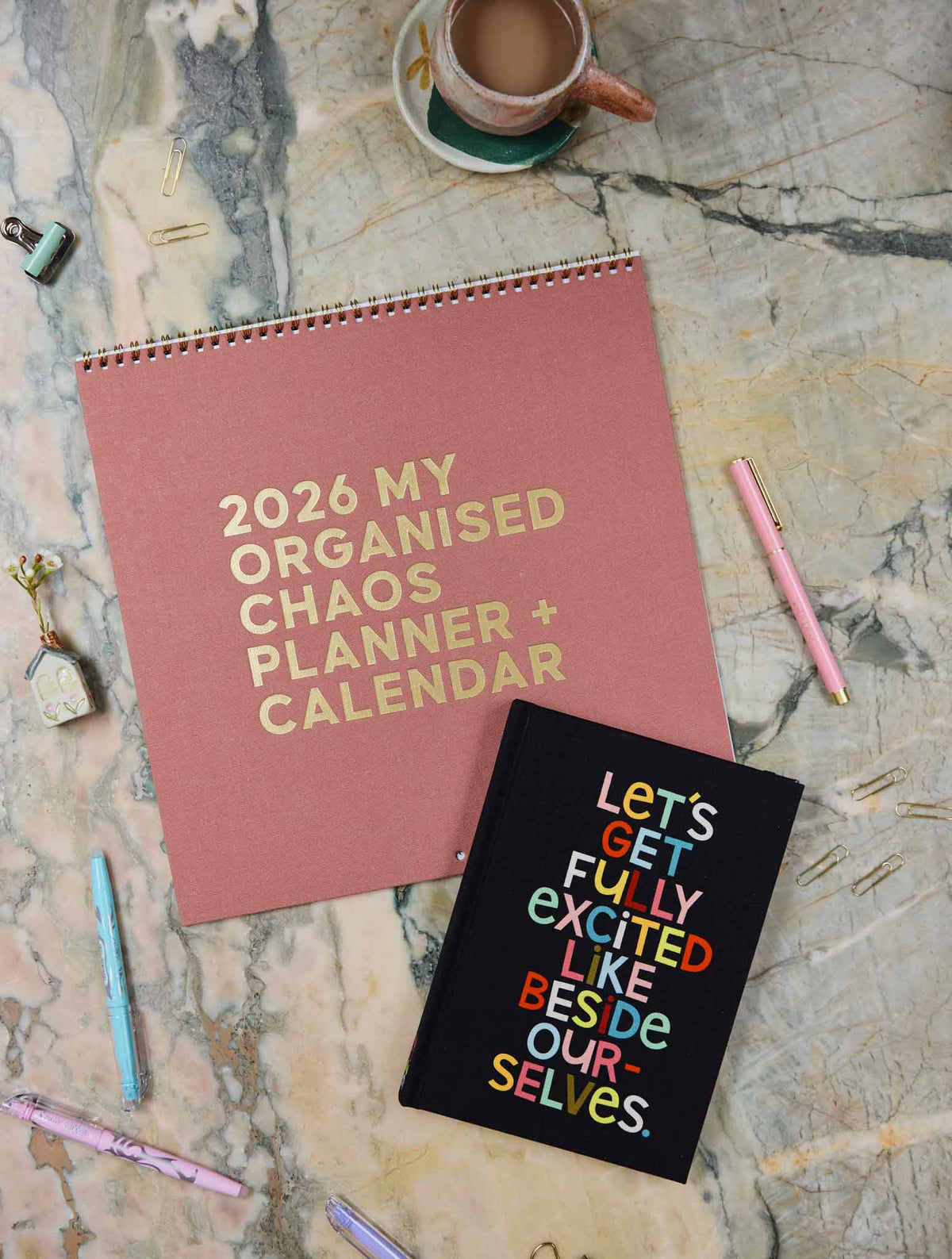 2026 Linen Planner Rose + Weekly Planner. Let's Get Excited Bundle