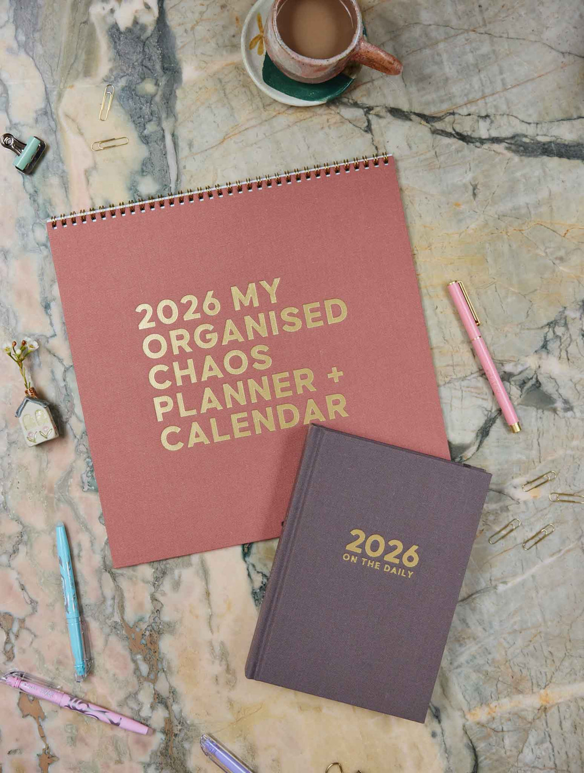 2026 Linen Planner Rose + On The Daily Planner Stone Bundle