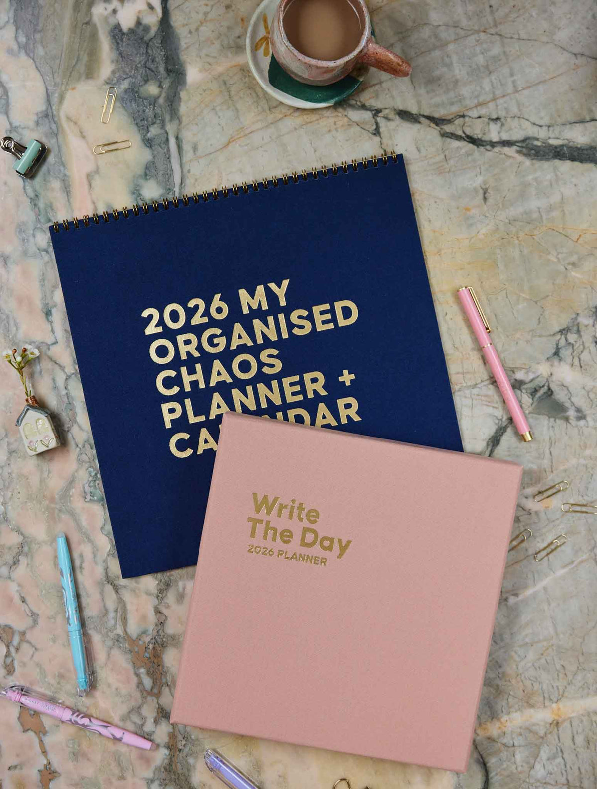 2026 Linen Calendar Navy + Write The Day Planner Shell