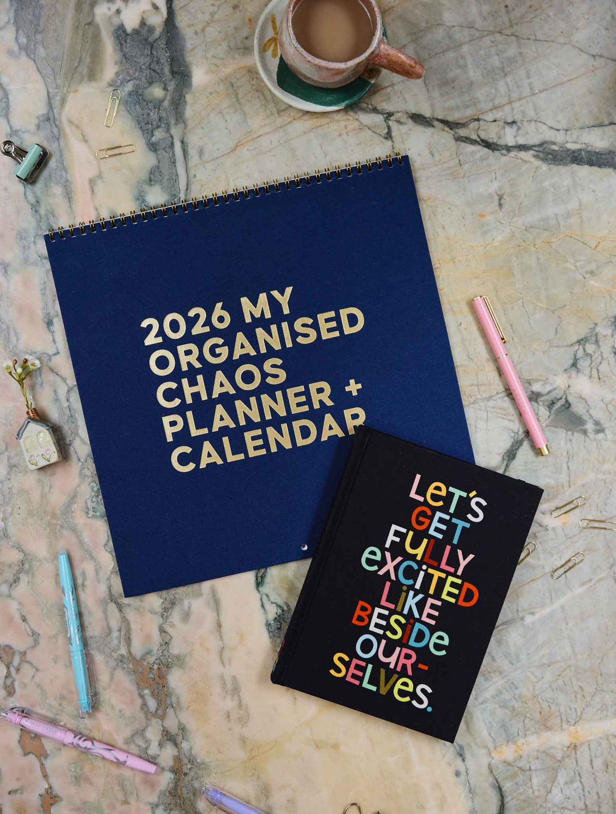 2026 Linen Planner Navy + Weekly Planner. Let's Get Excited Bundle