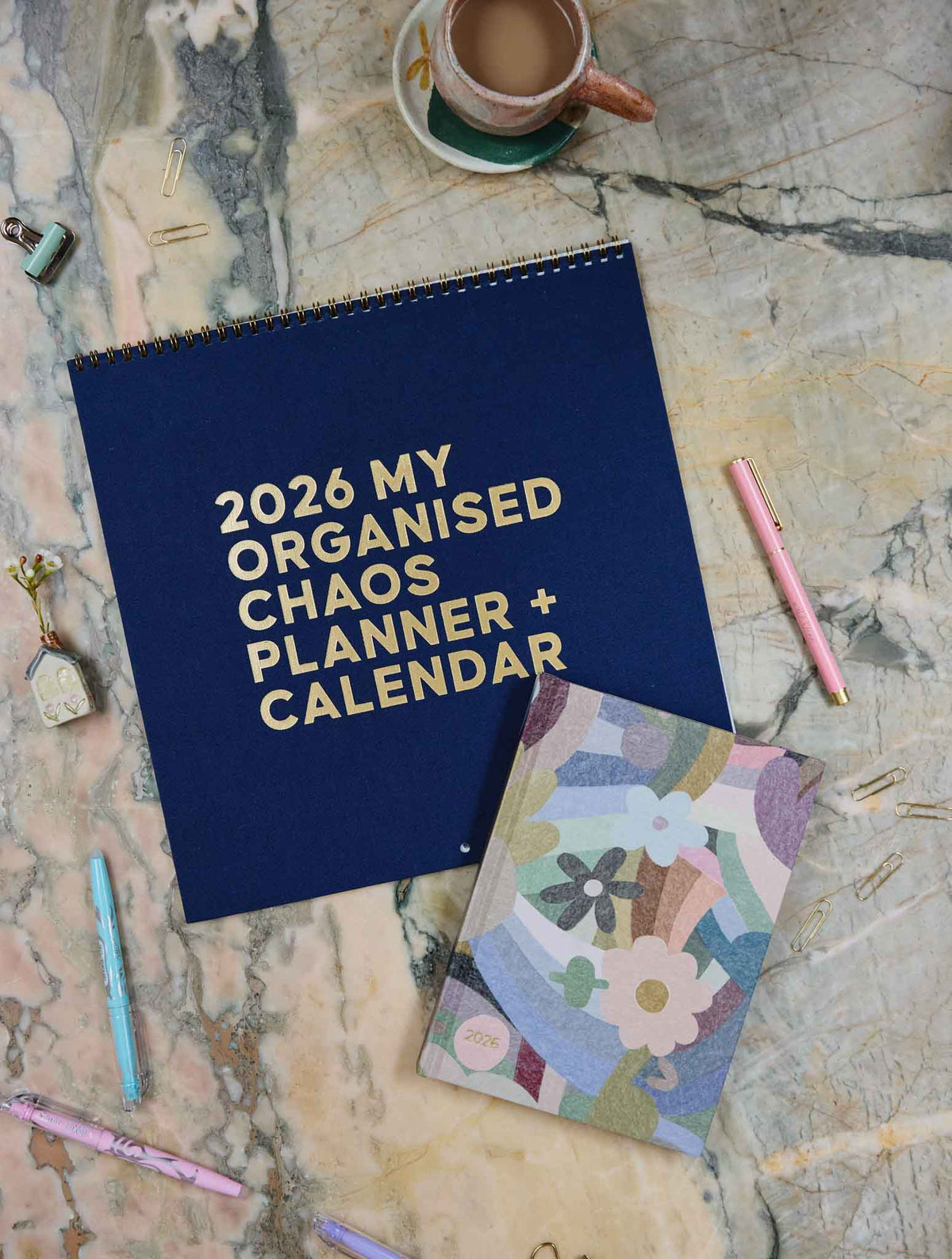 2026 Linen Planner Navy + Weekly Planner Flowers Bundle