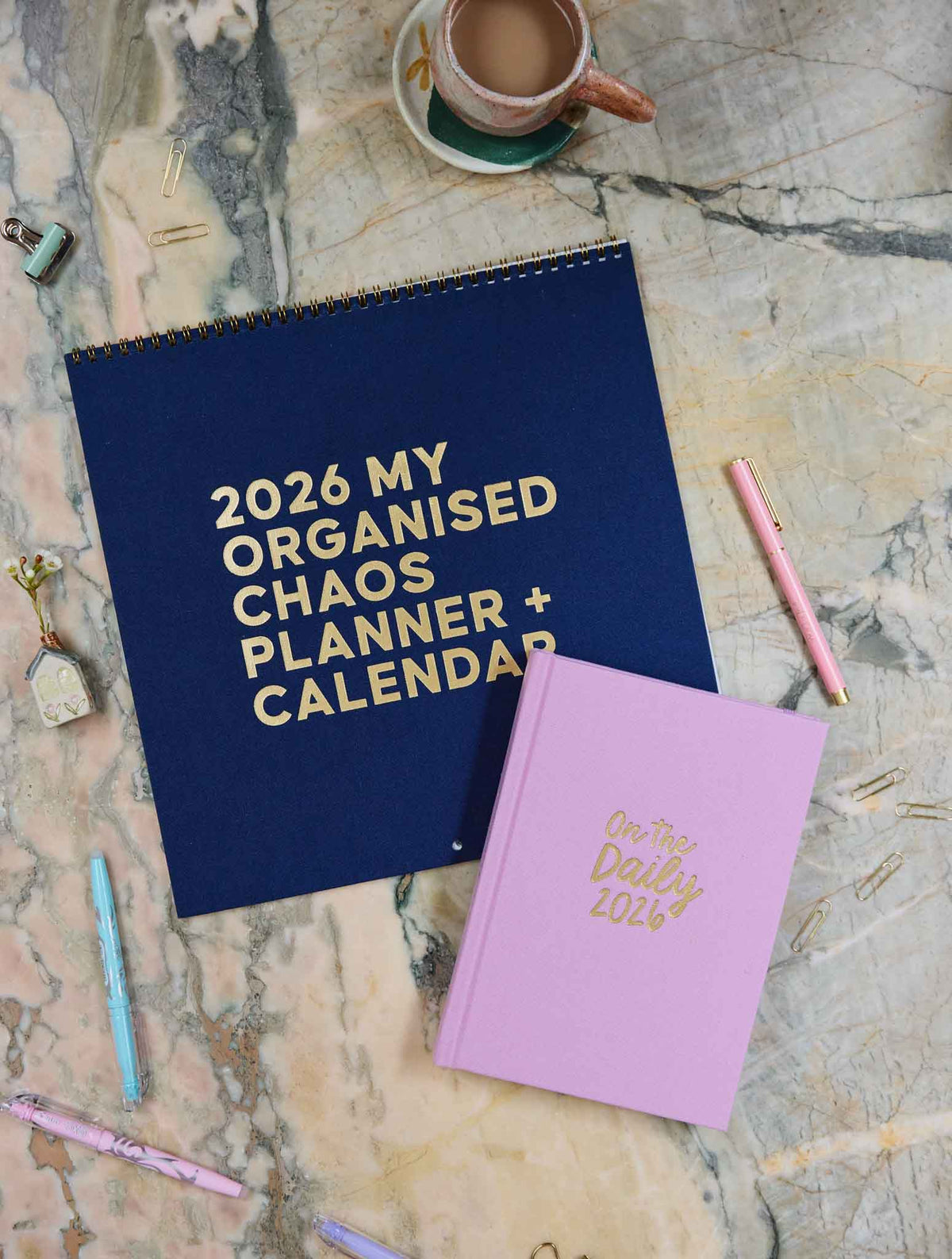 2026 Linen Planner Navy + On The Daily Planner Sorbet Bundle