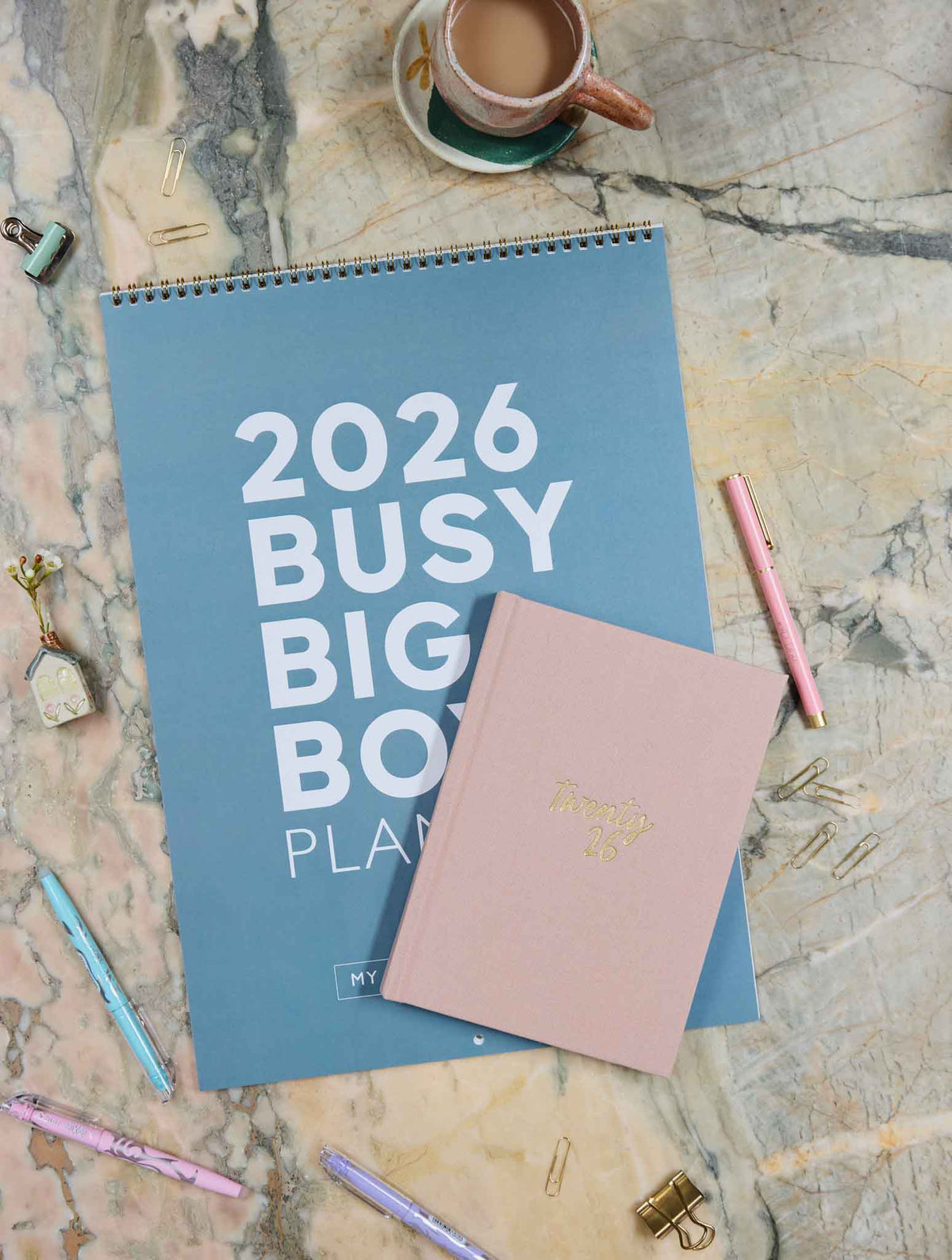 2026 Big Box Wall Planner + Weekly Planner Blush Bundle