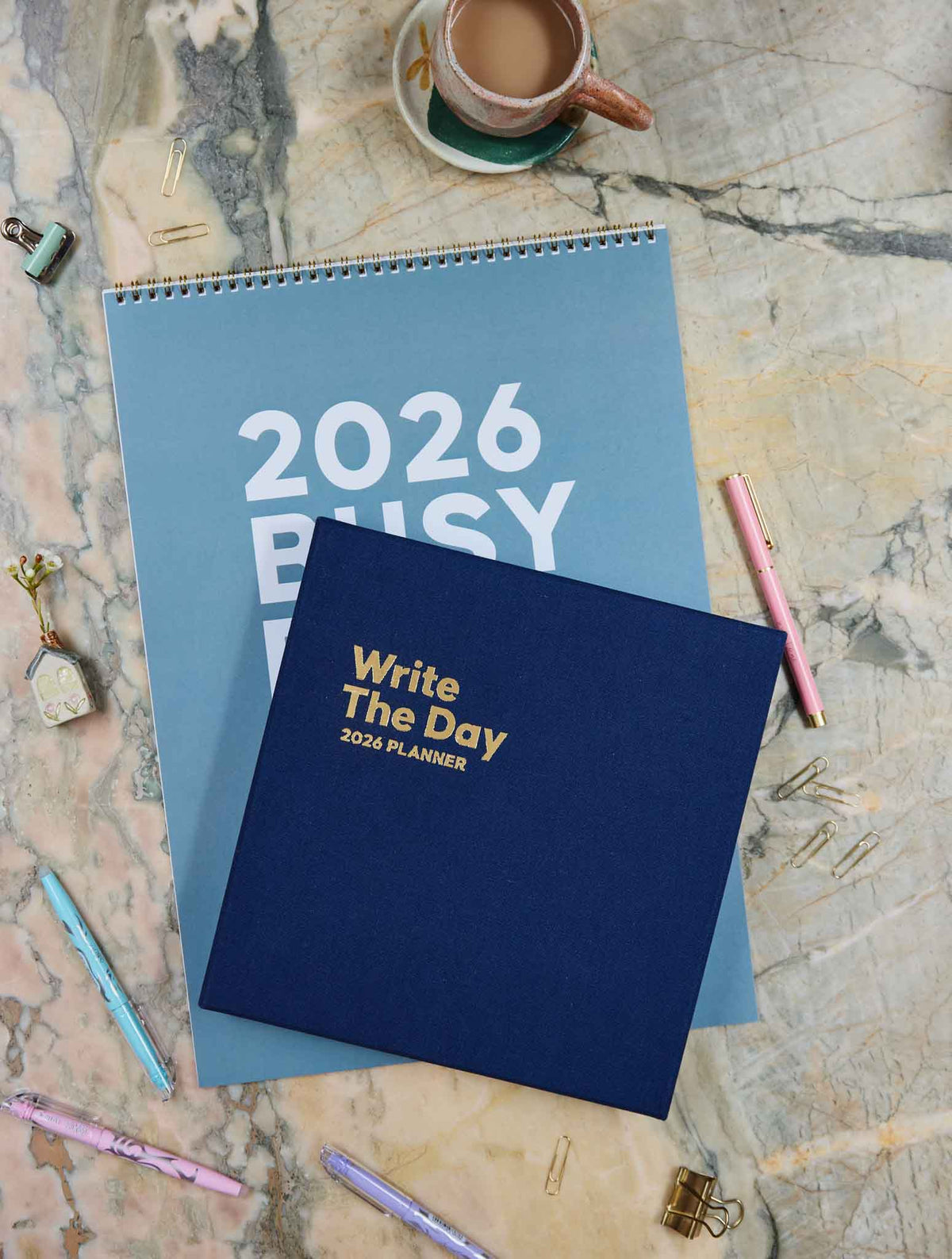 2026 Big Box Wall Planner + Write The Day Planner Navy Bundle