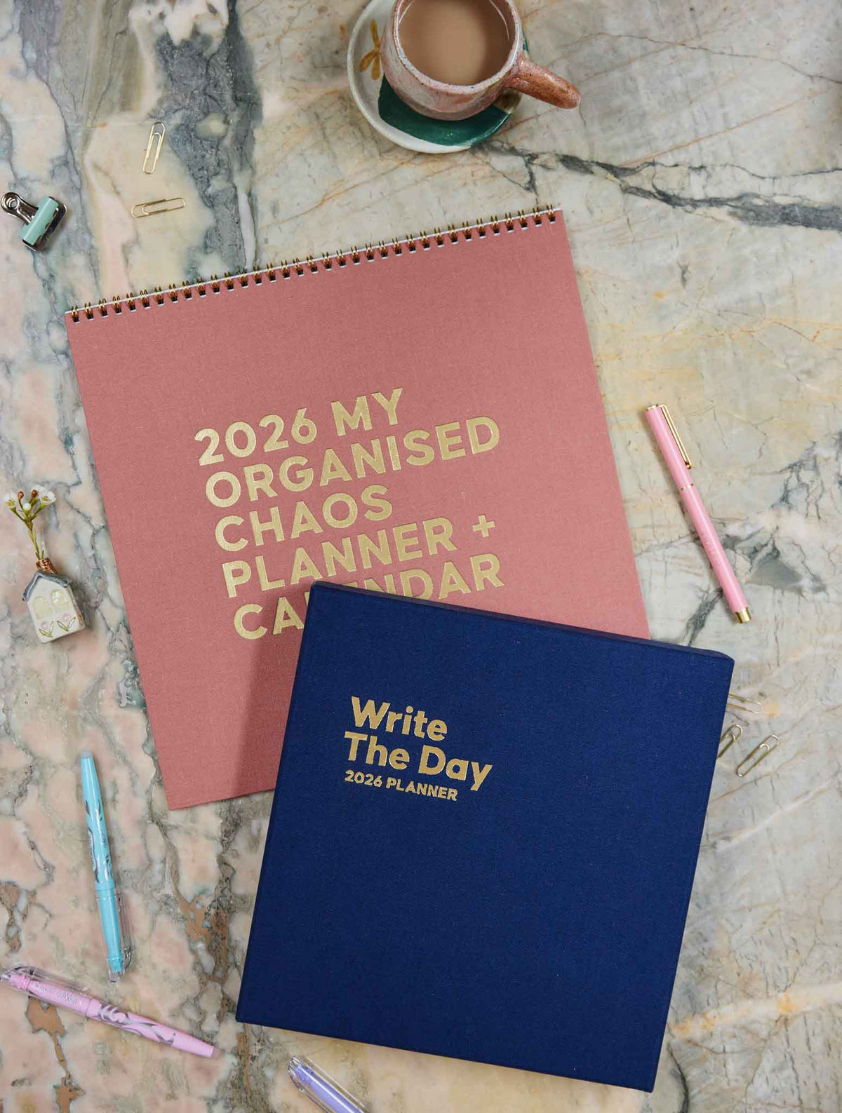 2026 Linen Calendar Rose + Write The Day Planner Navy