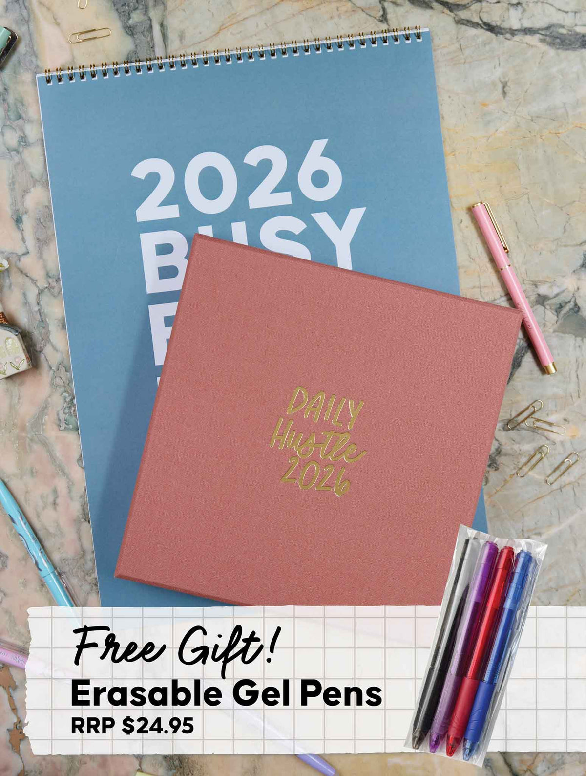 2026 Big Box Wall Planner + Daily Hustle Rose Bundle + FREE PEN PACK!