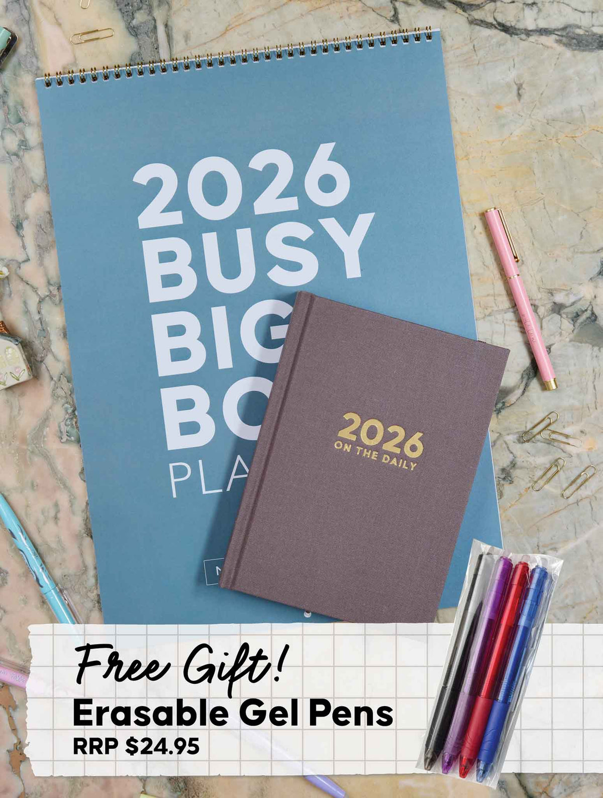 2026 Big Box Wall Planner + On The Daily Planner Stone Bundle + FREE PEN PACK!