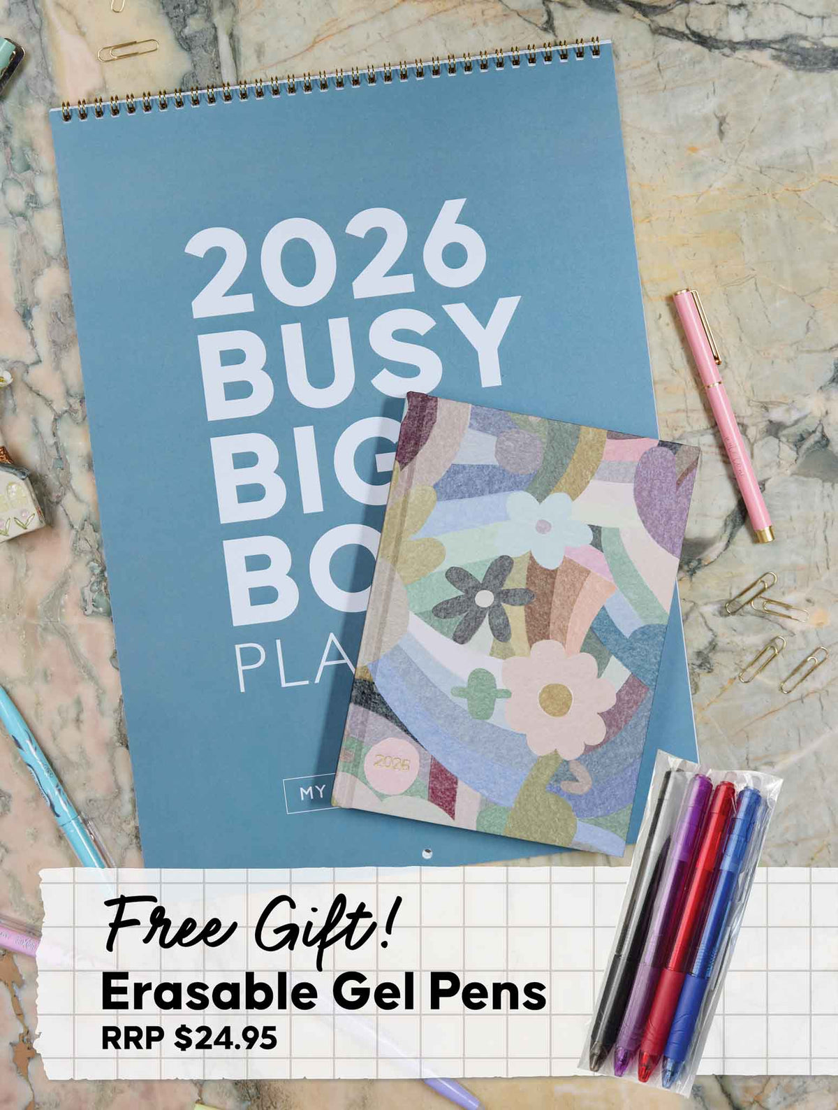 2026 Big Box Wall Planner + Weekly Planner Flowers Bundle + FREE PEN PACK!
