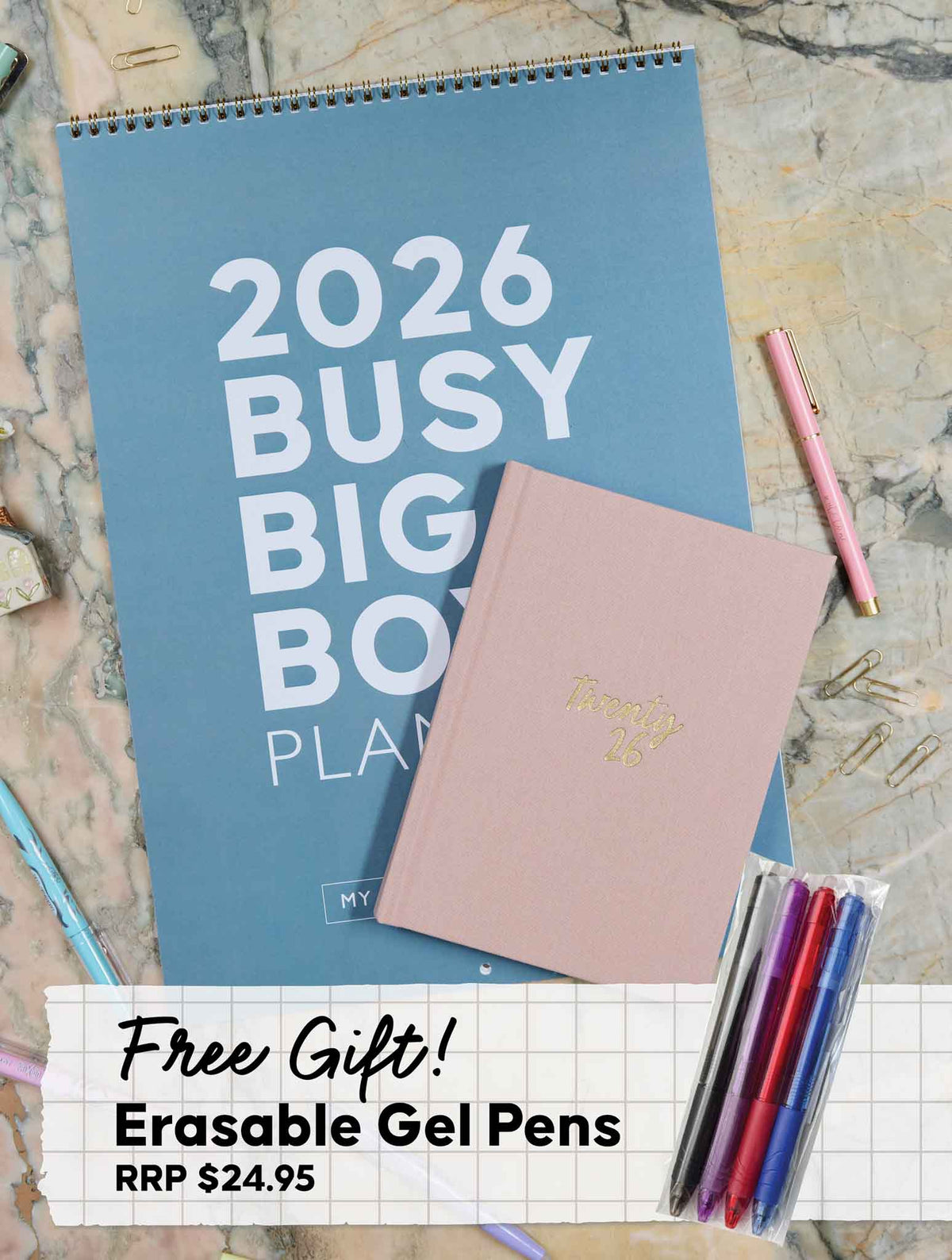 2026 Big Box Wall Planner + Weekly Planner Blush Bundle + FREE PEN PACK!