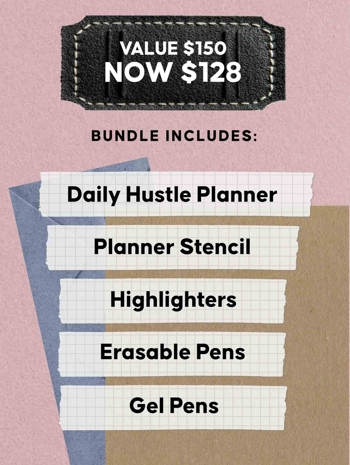 2026 Daily Hustle Planner Bundle. Rose