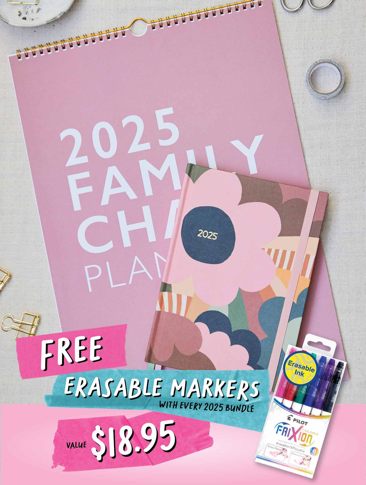 2025 Family Chaos + Weekly Planner Peony Bundle + FREE GIFT!