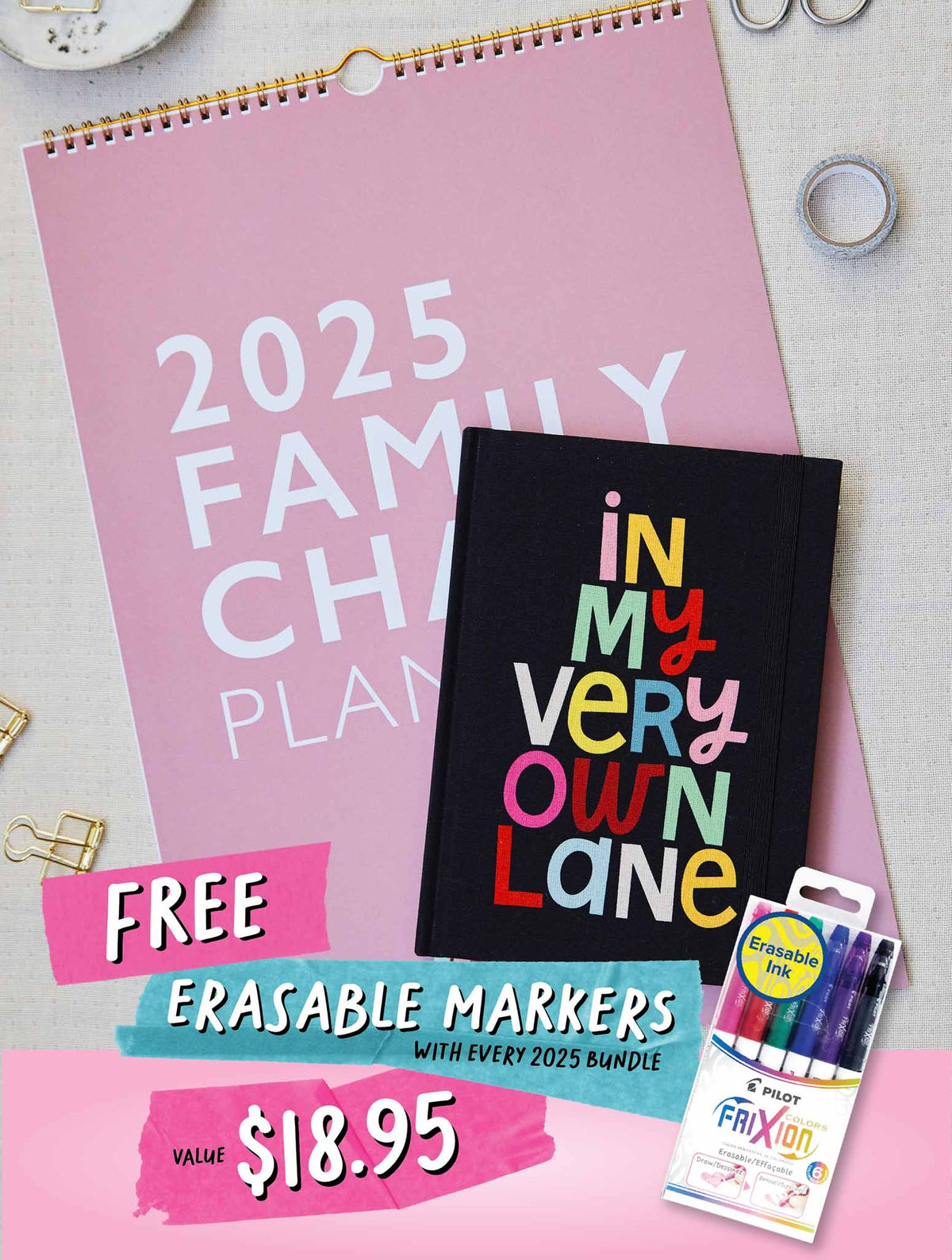 2025 Family Chaos + Weekly Planner In My Lane Bundle + FREE GIFT!