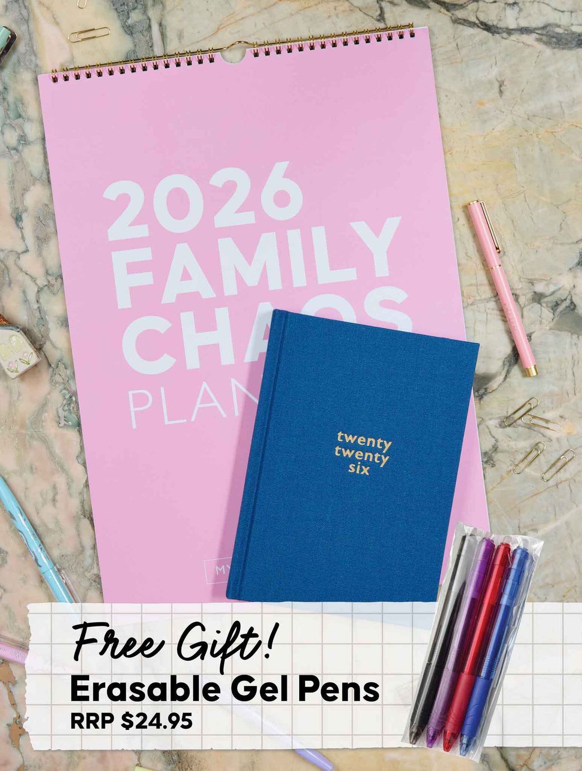 2026 Family Chaos Planner + Weekly Planner Sky Bundle + FREE PEN PACK!