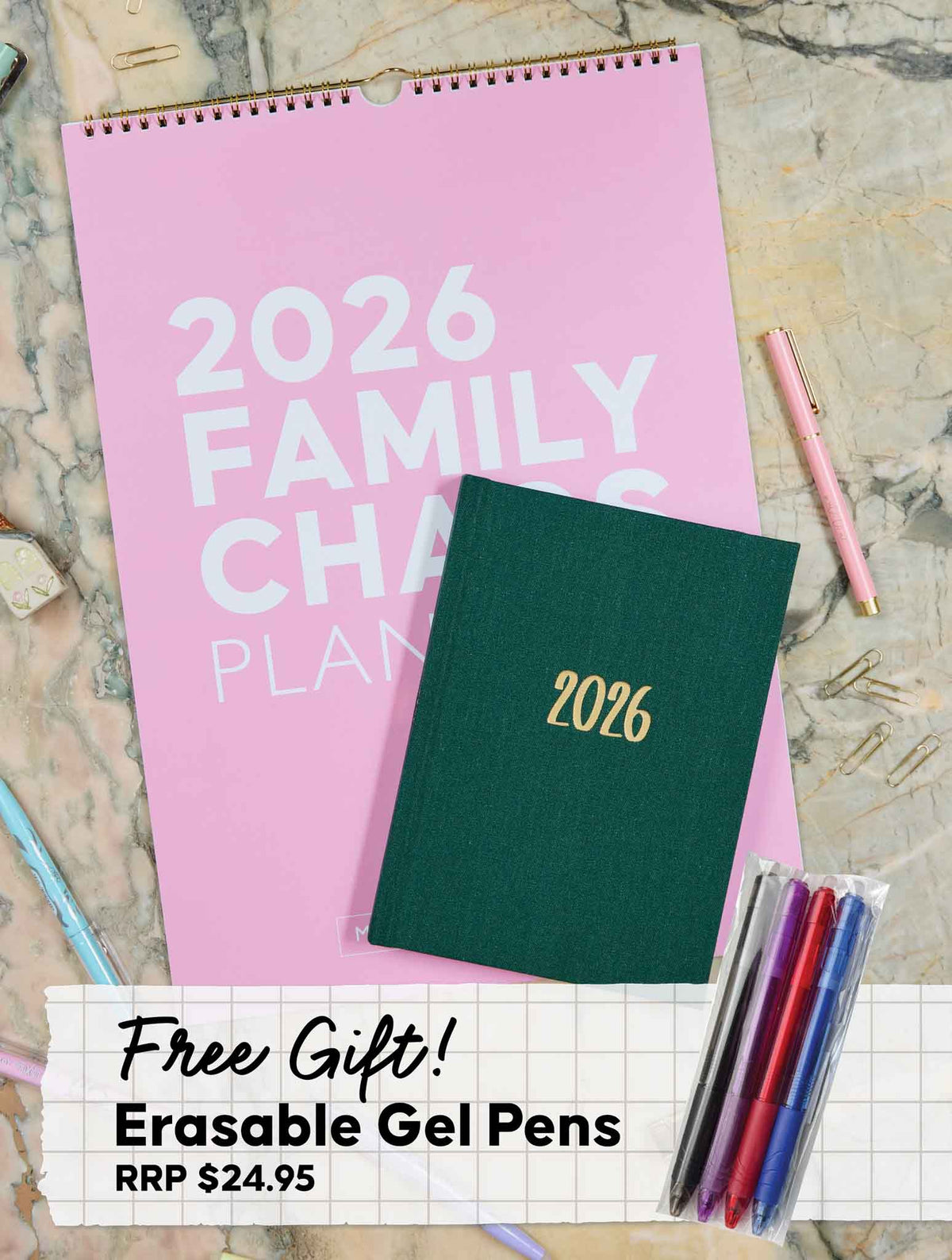 2026 Family Chaos Planner + Weekly Planner Fern Bundle + FREE PEN PACK!