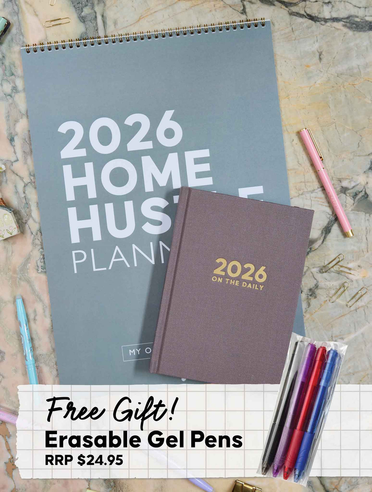 2026 Home Hustle Planner + On The Daily Planner Stone Bundle + FREE PEN PACK!