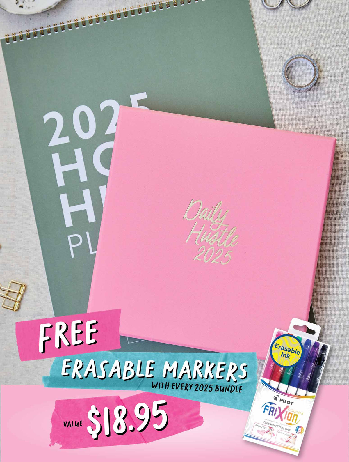 2025 Home + Daily Hustle Planner Bundle + FREE GIFT!