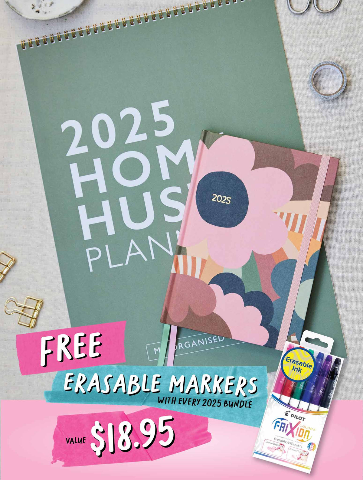 2025 Home Hustle + Weekly Planner Peony Bundle + FREE GIFT!