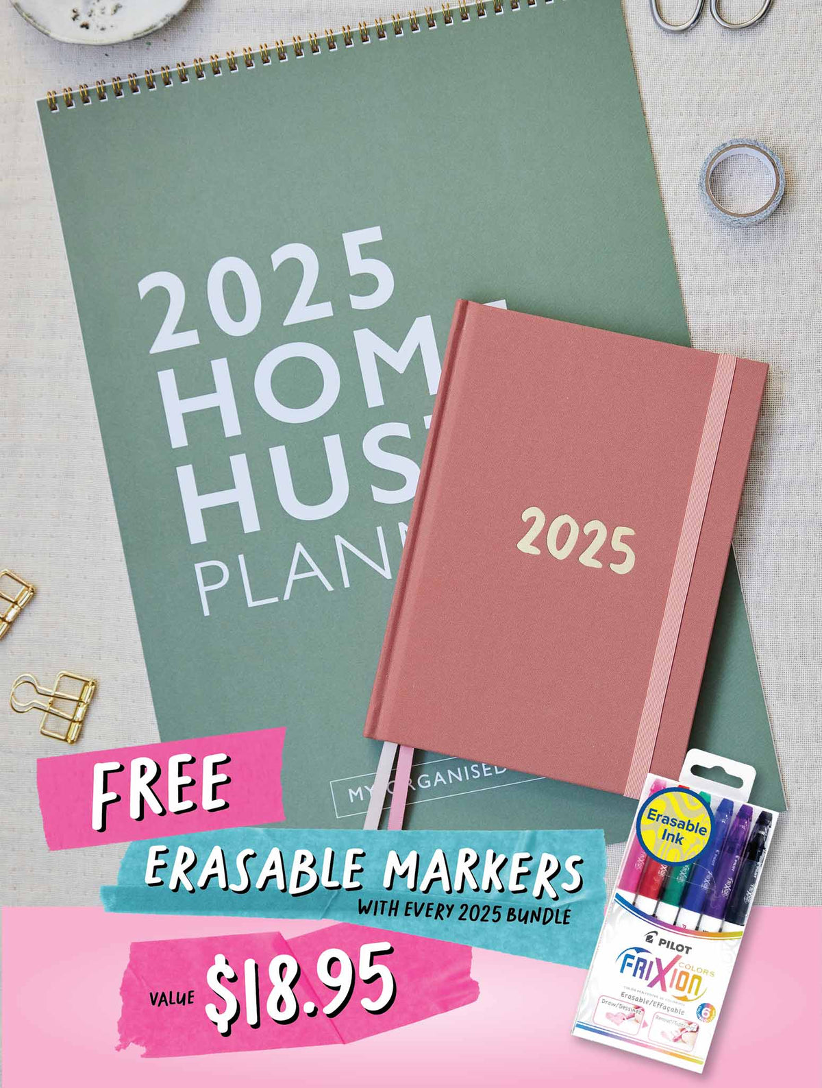 2025 Home Hustle + Weekly Planner Blush Bundle + FREE GIFT!