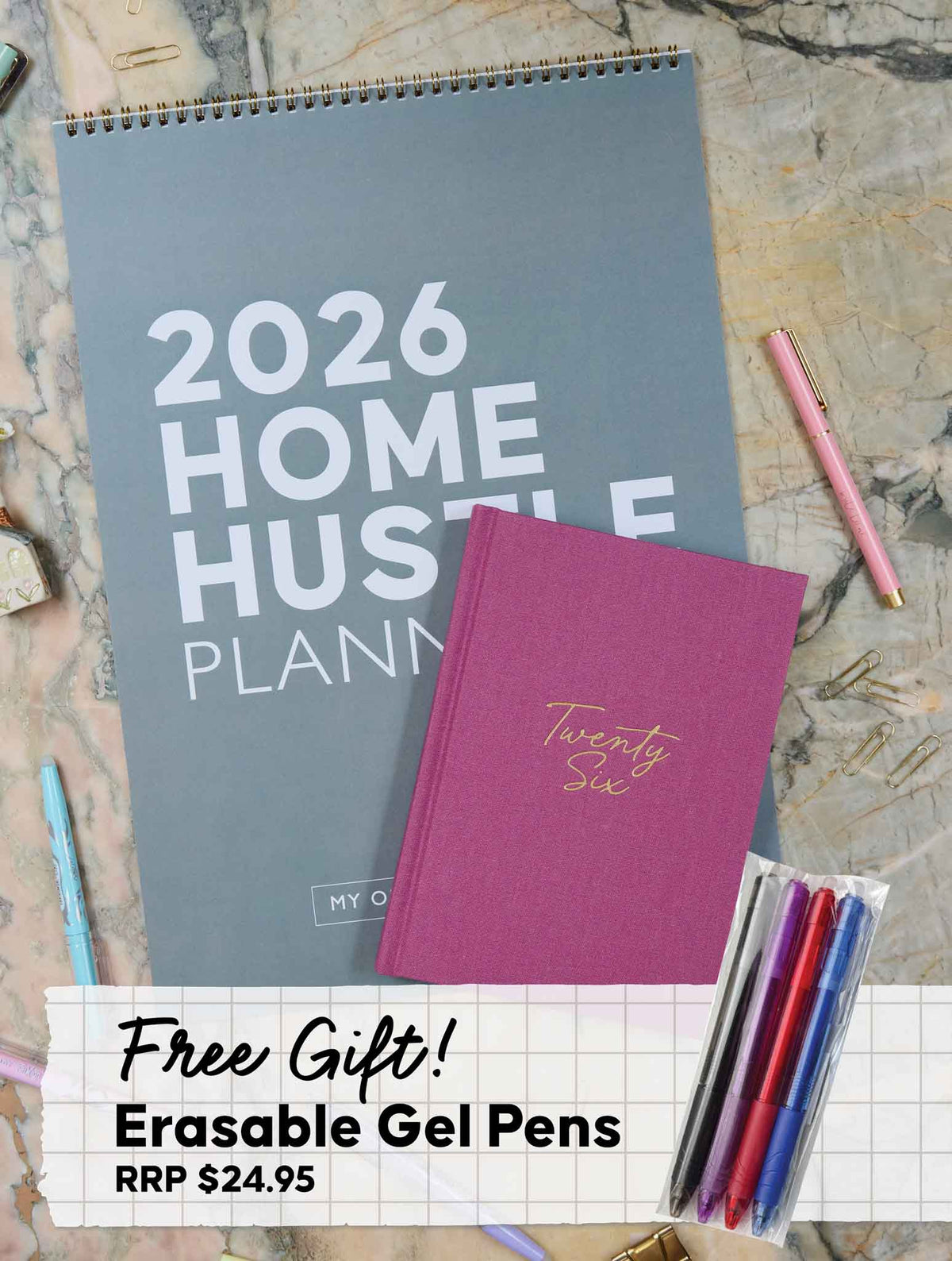2026 Home Hustle Planner + Weekly Planner Dusk Bundle + FREE PEN PACK!