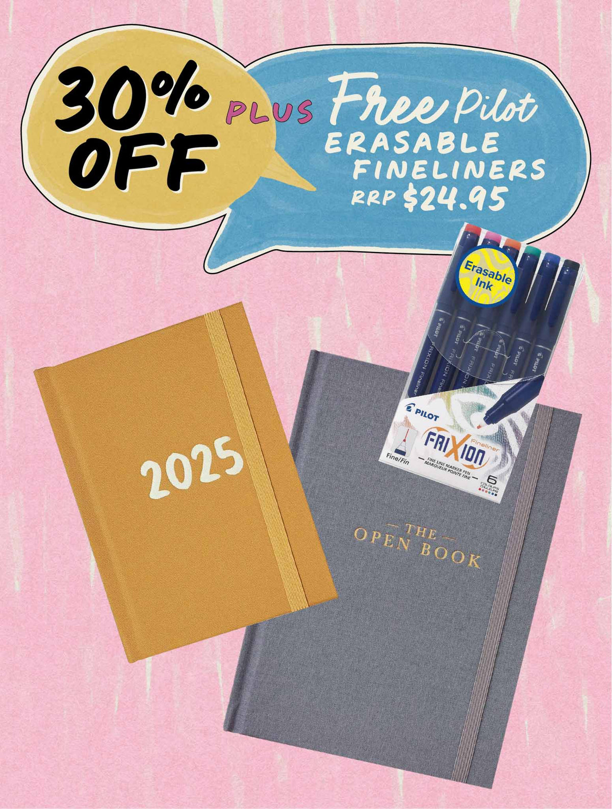 2025 Pocket Planner Mustard + Open Book Grey Bundle + FREE PEN PACK!