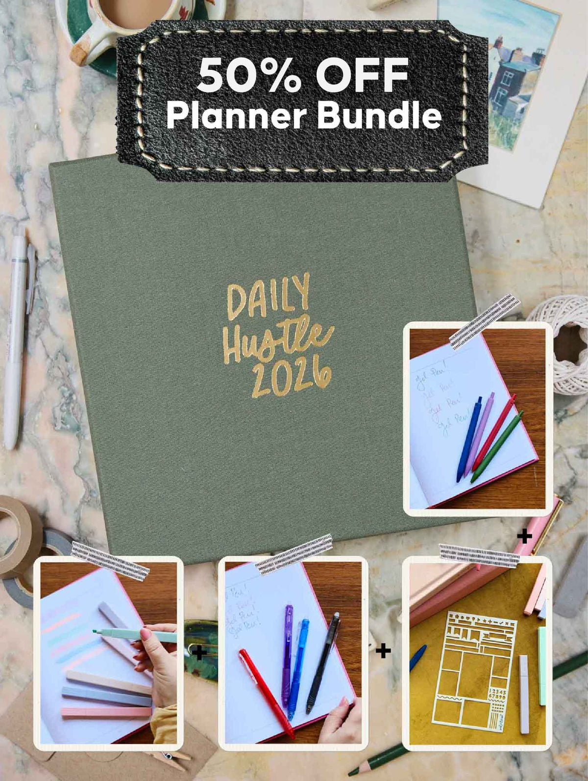2026 Daily Hustle Planner Bundle. Pistachio