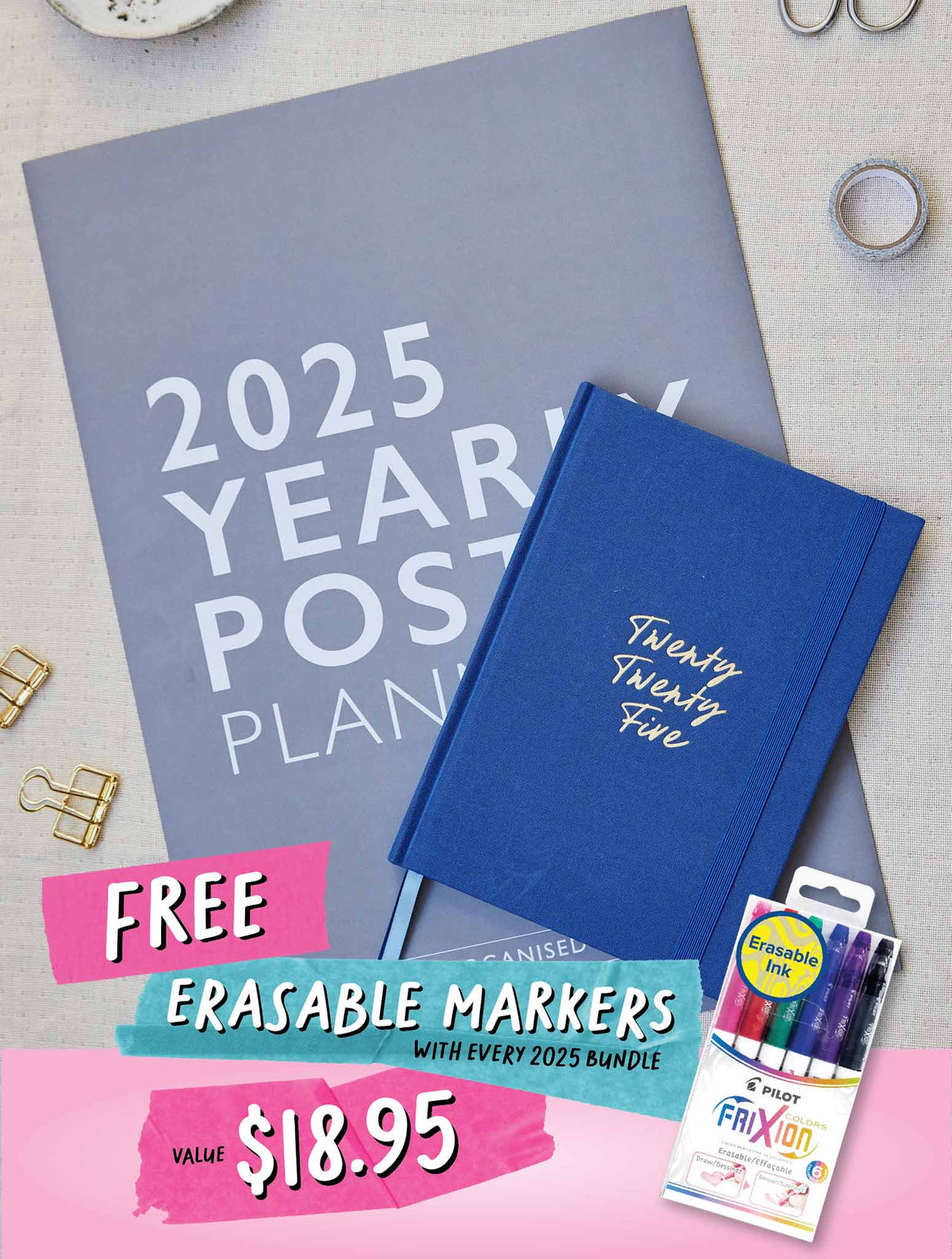 2025 Yearly Poster + Weekly Planner Indigo Bundle + FREE GIFT!