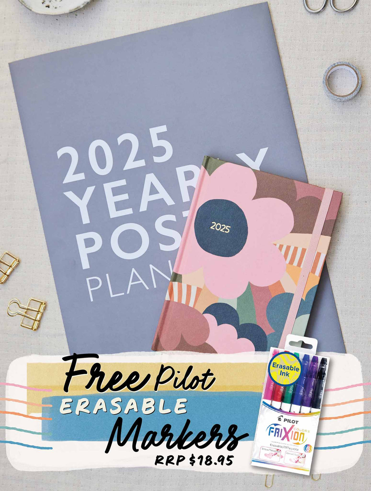 2025 Yearly Poster + Weekly Planner Peony Bundle + FREE GIFT!