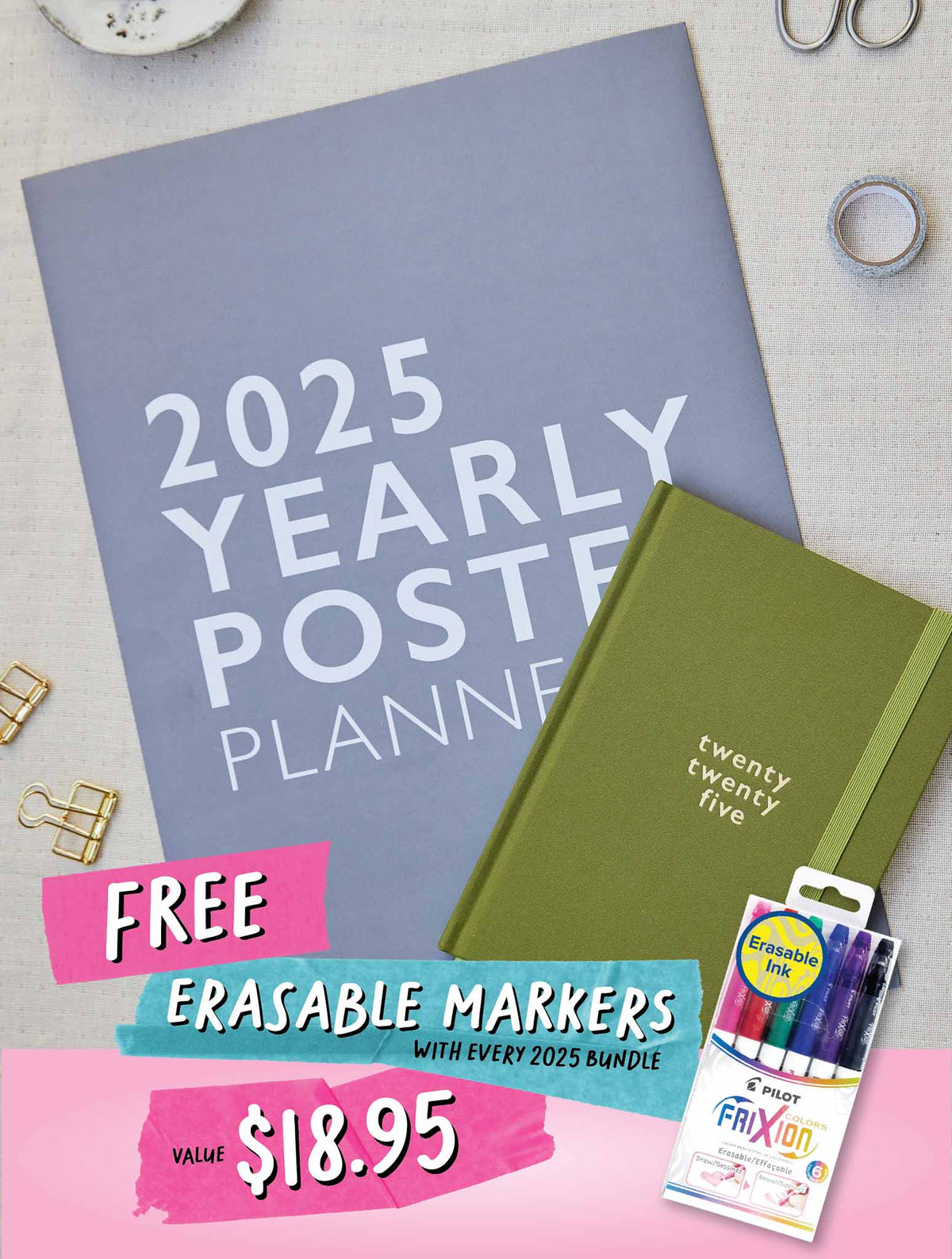 2025 Yearly Poster + Weekly Planner Forest Bundle + FREE GIFT!