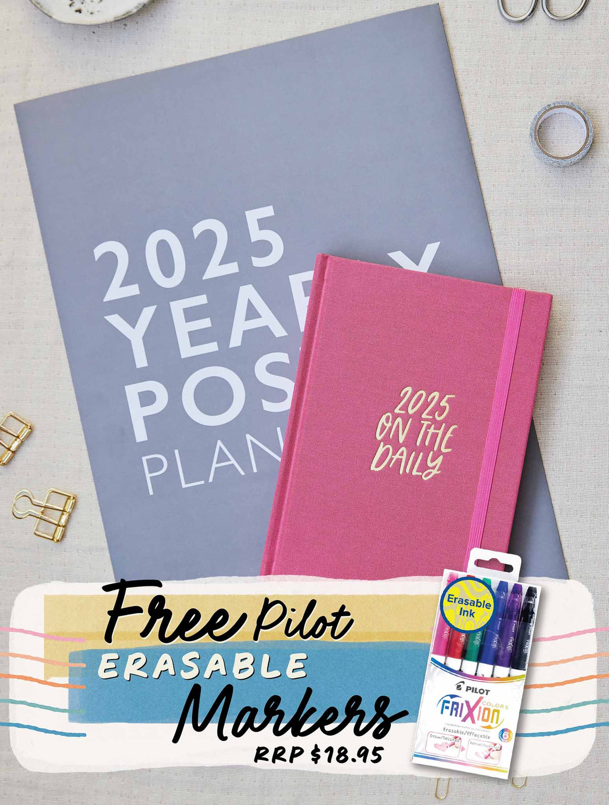 2025 Yearly Poster + On The Daily Planner Bundle + FREE GIFT!