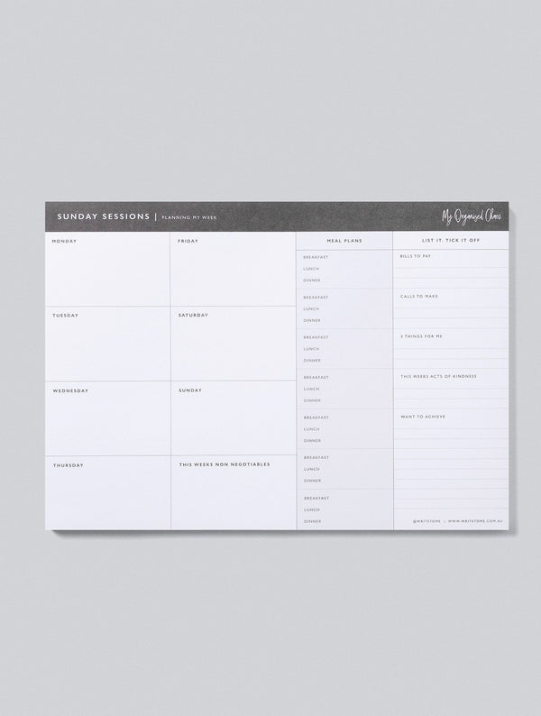 Sunday Roster Plan Sunday Sessions Weekly Planner - Write To Me AU